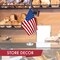 G128 American USA Deluxe Desk Flag Set | 8.5x5.5 In | Printed 300D Polyester, with Silver Dome and Base, 15" Metal Pole, Decorations For Office, Home and Festival Events Celebration